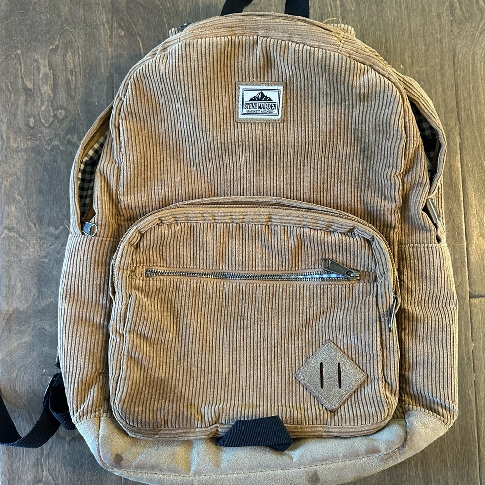 Steve Madden Brown Corduroy Backpack